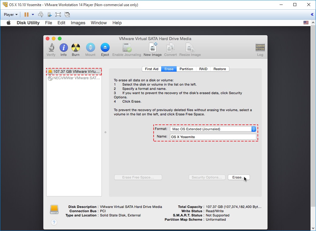 mac os x disk image for vmware